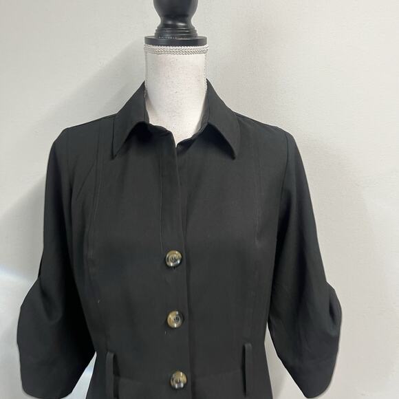 Ann Taylor Dress size 6 Classic Black Button Front Career Knee Stretch Modest - Picture 3 of 11